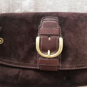 Coach Suede Clutch in Espresso Brown